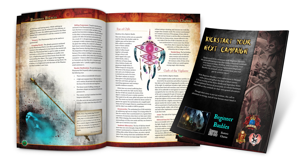 Preview of the interior and rear cover of Beginner Baubles Esoteric Charms