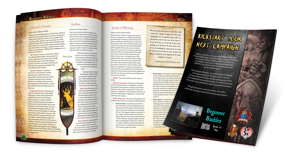 Preview of the interior and rear cover of Beginner Baubles Spoils of War