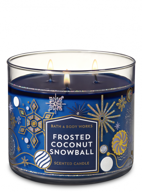 Bath & Body Woks Frosted Coconut Snowball, 3 wick candle