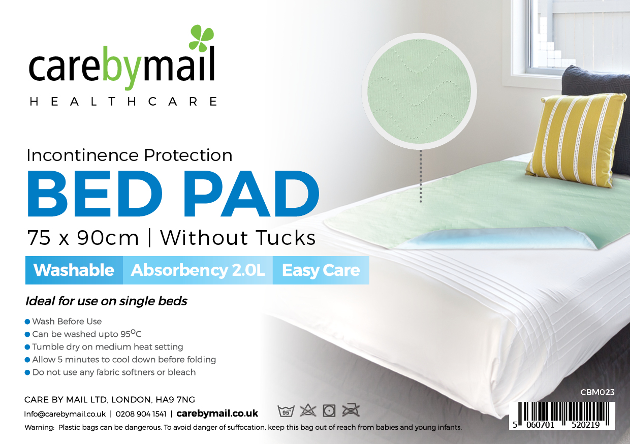 2 x Incontinence Washable Bed Pad Without Tucks 75 x 90cm - Reusable (Twin  pack)