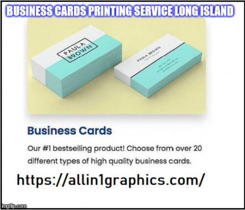 Looking for business cards printing Long Island? No worries All in 1 Graphics prints custom design business card for you that meet your needs and showcase your business personality. Our experts assist you to select and enhancing your card quality as per your customization.  https://allin1graphics.com/product-category/business-card-printing-long-island-and-new-york/.