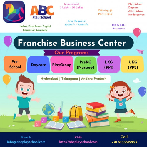 Start your own play school franchise with ABC Playschool group at low investment. Contact for preschool franchise opportunities in India.