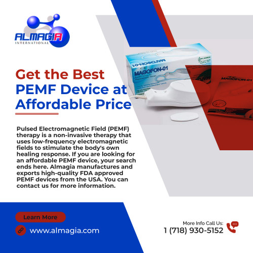 Pulsed Electromagnetic Field (PEMF) therapy is a non-invasive therapy that uses low-frequency electromagnetic fields to stimulate the body's own healing response. If you are looking for an affordable PEMF device, your search ends here. Almagia manufactures and exports high-quality FDA approved PEMF devices from the USA. You can contact us for more information.
For more information visit us: https://almagia.com/catalog-1/