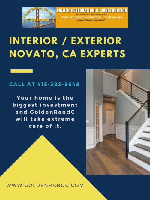 If you don't know how to add drama to your walls, at that point search for experts for Interior/Exterior in Novato, CA to bring life to your walls. Welcoming the new furniture for your house is budget-friendly!

https://goldenrandc.com/interior-exterior-painting-marin-county/