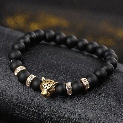 Pick a fashionable accessory in the Leopard Black Stone Bracelet from Myanimal-jewelry.com. We offer mesmerizing animal-patterned styles at the best prices.