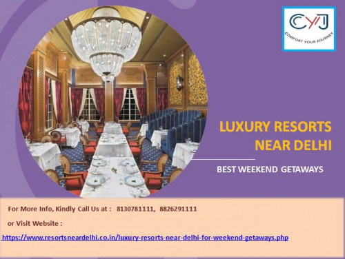 Find the finest serene Luxury Resorts Near Delhi like Best Western Resort Country Club -  Manesar, Gold Palace & Resorts -  Jaipur, Royal Orchid Fort Resort -  Mussoorie and more places with breathtaking views and surrounded with the scenic backdrop of nature. Visitors can find the perfect blend of comfort and luxury which features beautifully decorated and well-furnished rooms at Garhmukteshwar Resorts.  For details call : 8826291111 , 8130781111.  Website: https://www.resortsneardelhi.co.in/luxury-resorts-near-delhi-for-weekend-getaways.php