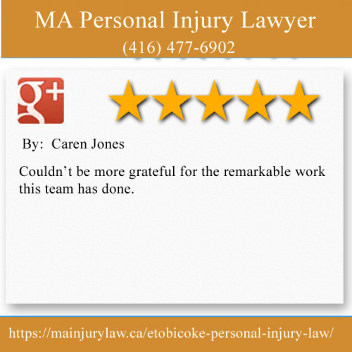 MA Personal Injury Lawyer 
204-5468 Dundas St W
Etobicoke, ON M9B 1B4
(416) 477-6902

https://mainjurylaw.ca/etobicoke-personal-injury-law/