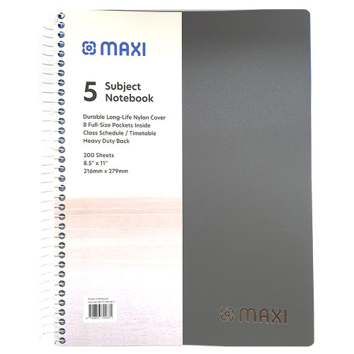 Maxi 5 Subject Notebook 8.5x11 200sheets