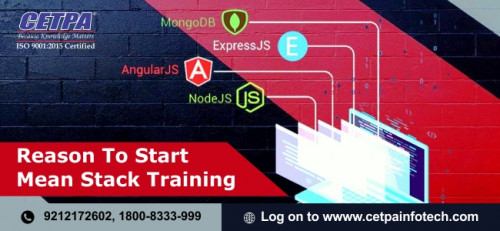 If You want to learn Mean stack Training Course  in Noida and looking for the best Mean Stack Training institute then you in right place here you get the 7 reasons to start mean stack training at cetpa infotech which is the No.1 Training Center In Noida.Following Reasons given below:
•	MEAN makes the switching between client and server easier
•	Isomorphic Coding is possible with MEAN
•	Highly Flexible    
•	MEAN uses JSON    
•	Cost-effective
•	High Speed and Reusability
•	Open Source and Cloud Compatible