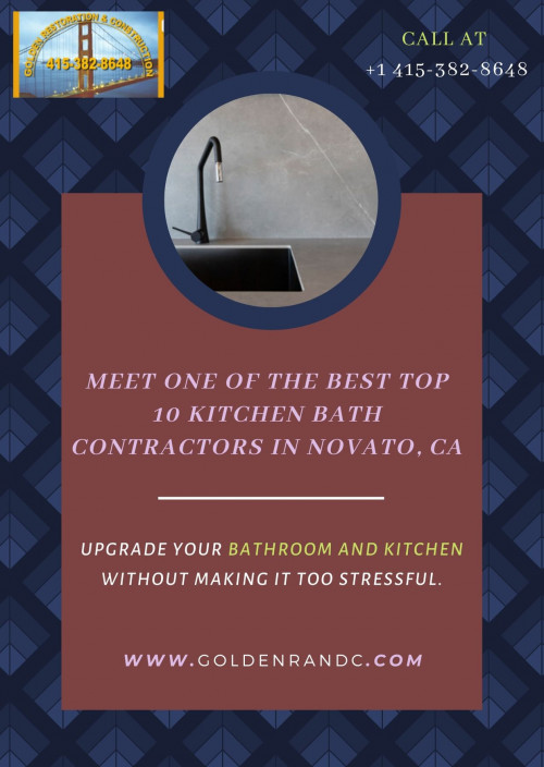 Interested in sprucing up your bathroom and kitchen? Then, you have arrived at the correct spot. Get in touch with the Top 10 Kitchen Bath Contractors in Novato, CA to avail home improvement services at affordable costs.

https://goldenrandc.com/