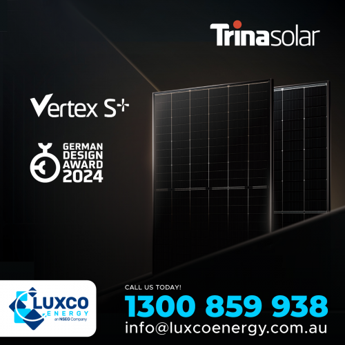 Trina Solar's Vertex S+ has earned international acclaim with the prestigious Design Award in the ‘Excellent Product Design’ category! 
 
Join us as we pave the way for a sustainable future.
 
Email us at info@luxcoenergy.com.au
Visit: www.luxcoenergy.com.au
.
.
#luxcoenergy #wholesalesolarcompany #trinasolar #trinasolarau #vertexsplus #trinavertex #teinasolarvertexs #trinasolarpanels #solarpanels