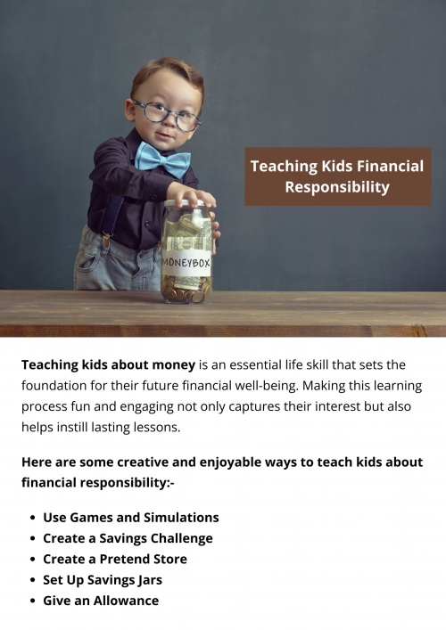 Teaching kids financial responsibility involves introducing concepts like budgeting, saving, and wise spending. Use games, activities, and real-life examples to instill a strong foundation. Encourage goal-setting, emphasize delayed gratification, and lead by example. By fostering financial awareness early, kids develop lifelong skills for managing money responsibly and making informed financial decisions. To know more visit here https://inflationeducation.net/
