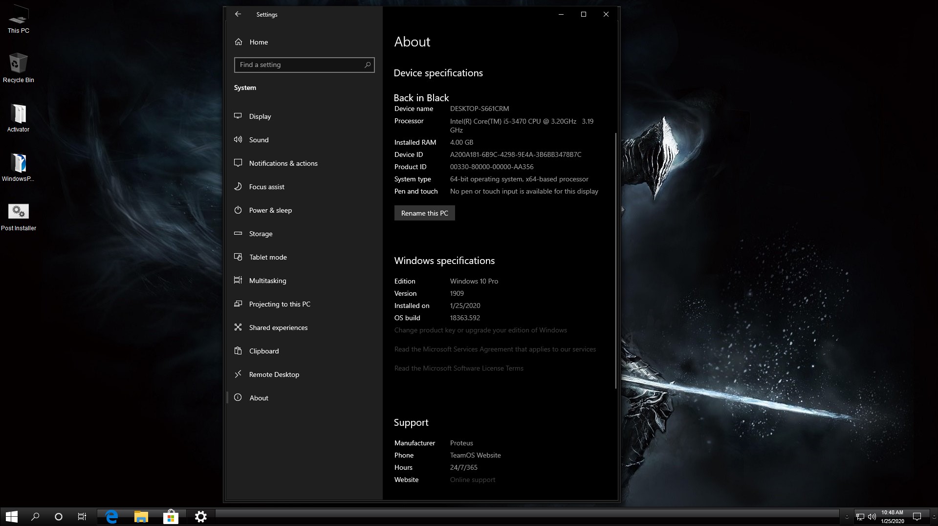 Windows 10 Black Edition 64 Bit