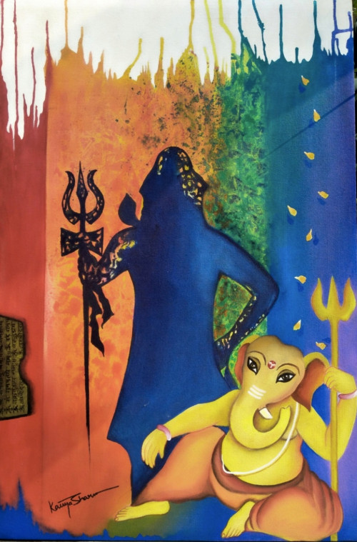 Lord Ganesha with his father lord Shiva.
