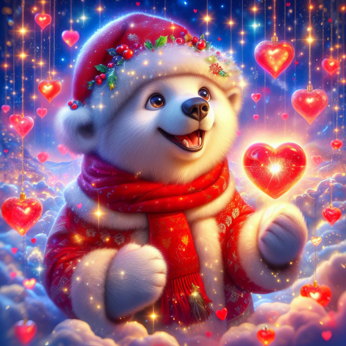 425946 santa christmas polar bear red hearts jegesmedve karacsony piros szivek