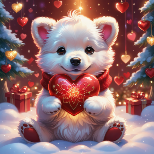 12996 christmas puppy red hearts karacsonyi kiskutya piros szivek 2