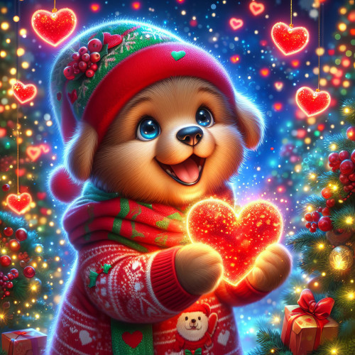 656377 christmas puppy red hearts karacsonyi kiskutya piros szivek 8