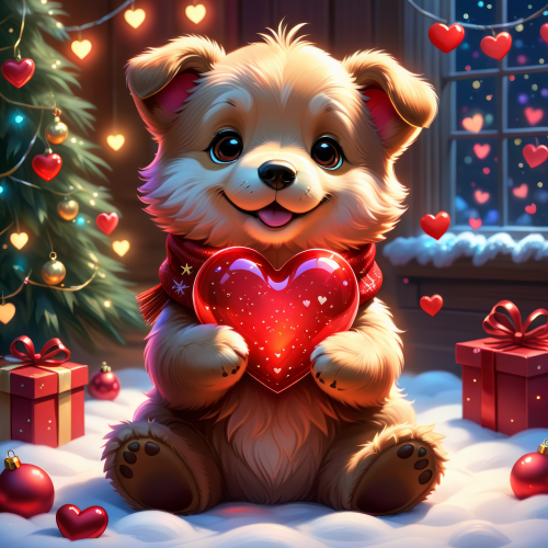 325654 christmas puppy red hearts karacsonyi kiskutya piros szivek