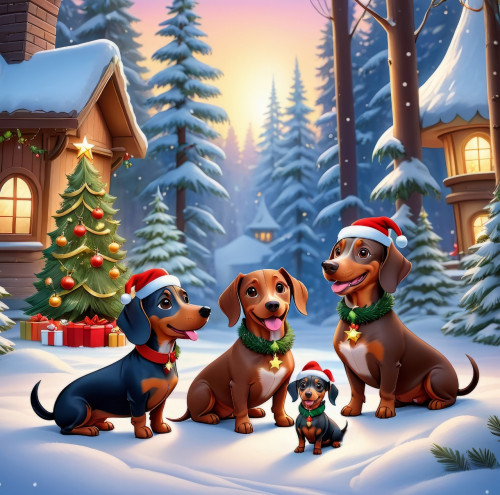 24767 cute christmas dachshunds aranyos karacsonyi tacskok