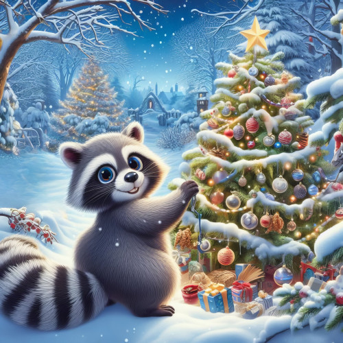 924681 christmas raccoon karacsonyi mosomedve