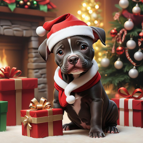 667081 santa pitbull puppy mikulas kiskutya