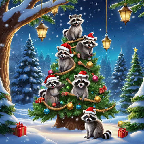 621179 christmas raccoon karacsonyi mosomedve 2