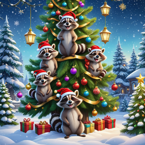 846586 christmas raccoon karacsonyi mosomedve