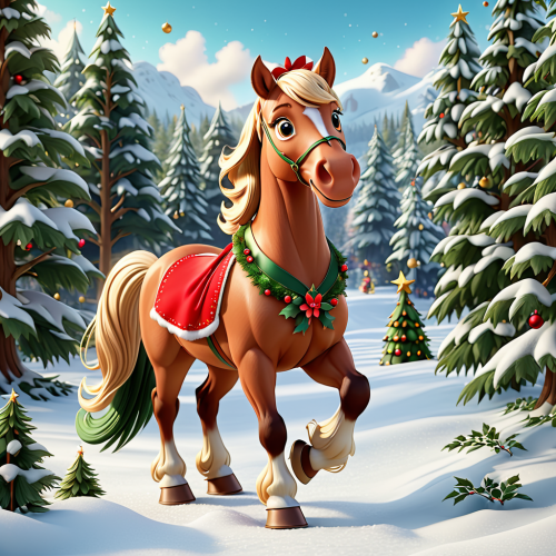 311115 christmas cartoon horse karacsonyi lo meserajz 2