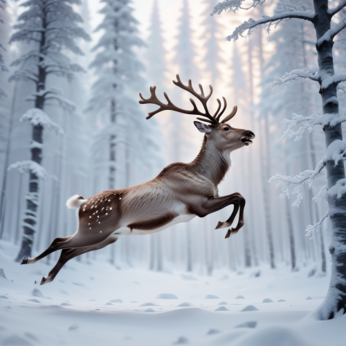 927028 teli szarvas winter deer jumping ugrik 2