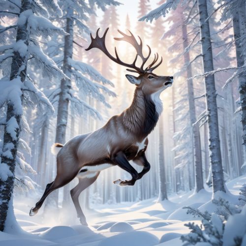 919359 teli szarvas winter deer jumping ugrik