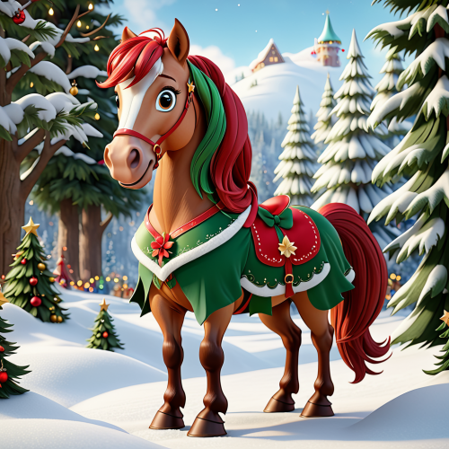 697775 christmas cartoon horse karacsonyi lo meserajz