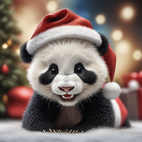 2032 cute cartoon panda santa mikulas