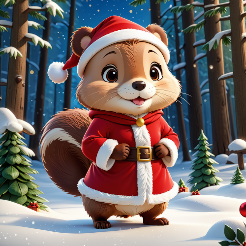 93872 cute beaver santa cartoon aranyos hod mikulas 2