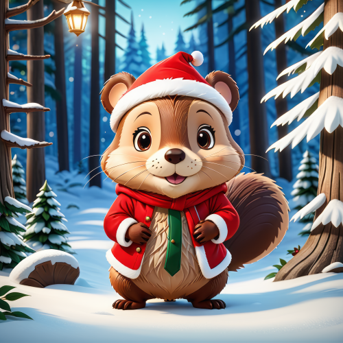 227643 cute beaver santa cartoon aranyos hod mikulas