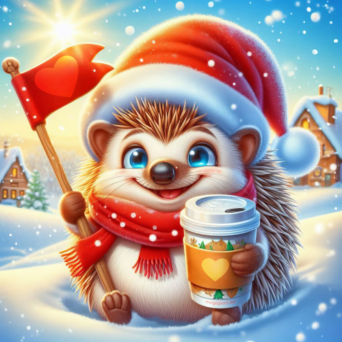 256110 cute winter hedgehog aranyos teli suni