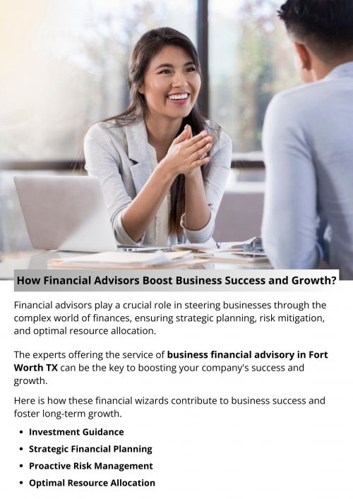 Financial advisors are indispensable partners in the journey of business success and growth. From strategic financial planning to risk management, resource optimization, and embracing technological advancements, their multifaceted expertise ensures that businesses not only survive but thrive. To know more visit here https://www.alignedwealthadv.com/financial-planning-fort-worth-tx