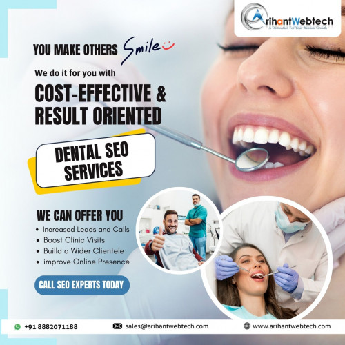 🦷Looking to grow your dental practice? Our SEO services by Dental Marketing Experts can help. We specialize in dental marketing and can help your practice rank higher on Google.

Our proven SEO strategies have helped many dental practices attract new patients and grow their business. Let us help you improve your Google rankings and online presence.

Call us at +8882071188

Check out our website for more details: arihantwebtech.com