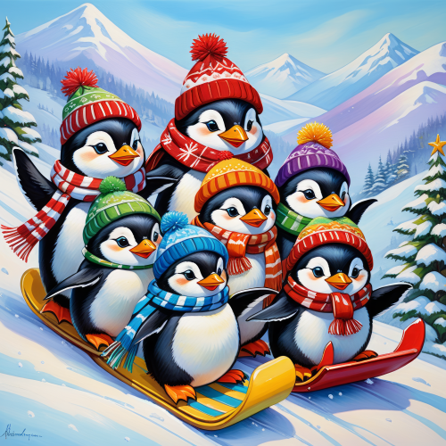 94927 penguin sleigh ride pingvin szan