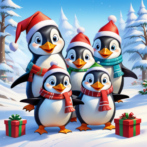 411303 santa penguin family mikulas pingvin csalad photoroom