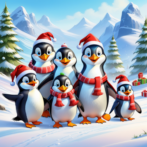 872654 santa penguin family mikulas pingvin csalad 2