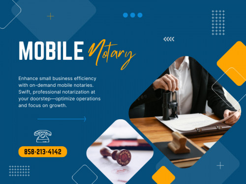 Mobile notary services have become an integral part of our lives. In recent times, we've all seen how important it is to have legal documents ready that require authorization. Be it notarizing a power of attorney or signing a real estate document, mobile notary services are required for a smooth and hassle-free experience.

Find Us On Google Map : https://g.co/kgs/k3yr5o

San Diego Instant Mobile Notary
Address: San Diego, California 92129, United States
Phone: +1 858-213-4142

Our Profile: https://gifyu.com/sdmobilenotary

More Images:
https://rcut.in/GyxrbtYx
https://rcut.in/Nx4CCOjq
https://rcut.in/vi3KNiGU
https://rcut.in/Ytb1DOJz