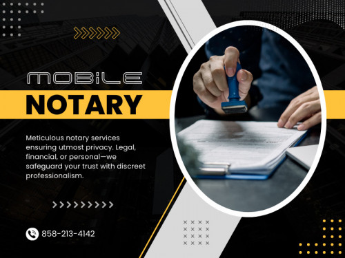Look for a Mobile notary near me with a good reputation and a long-standing history of helping clients in your area. Also, review online testimonials and ratings describing their quality of work and customer service.

Find Us On Google Map : https://g.co/kgs/k3yr5o

San Diego Instant Mobile Notary
Address: San Diego, California 92129, United States
Phone: +1 858-213-4142

Our Profile: https://gifyu.com/sdmobilenotary

More Images:
https://rcut.in/RfoaA1Qt
https://rcut.in/Nx4CCOjq
https://rcut.in/vi3KNiGU
https://rcut.in/Ytb1DOJz