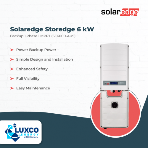 Solaredge Storedge 6kW Backup 1 Phase 1 MPPT(SE6000 AUS) luxco energy