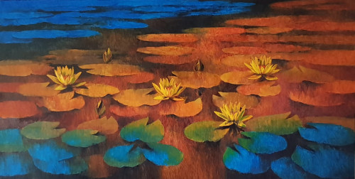 The artist Swati Kale is obsessed with the beauty and varieties of #flowers as according to her a flower is nothing but a symbol of the energy of the universe. She made this oil pastel colour painting on #canvas.
