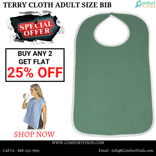 This Terry Cloth  Adult Size Bib is great for helping caregivers maintain clothing cleanliness during mealtimes. The front of this adult bib is made of absorbent poly-cotton terry fused to a full length vinyl waterproof barrier.This Adult Size Bib is lightweight material for dependable protection from spills.
Buy This Terry Cloth Adult Size Bib @FLAT 25% OFF.
SHOP NOW - https://bit.ly/32vtwn1

#bib #bibs #adultsizebib #adultbib #bibformen #bibsformen #men #adultbibs #clothingprotectors