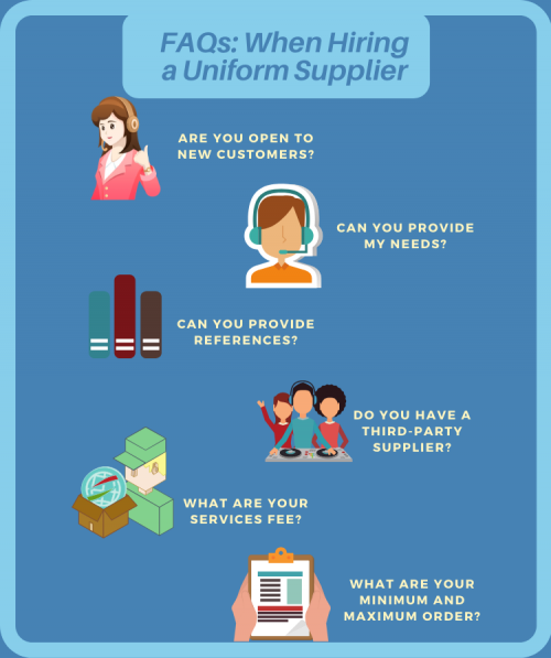 Are you still wondering about what are the questions you need to ask when a uniform supplier? Here are the things you should know!

#UniformSupplierSingapore

http://www.uno-apparel.com/usr/pagesub.aspx?pgid=3