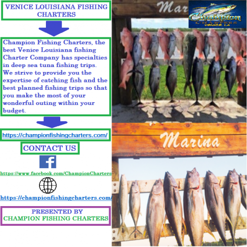 Champion Fishing Charters, the best Venice Louisiana fishing Charter Company has specialties in deep sea tuna fishing trips. We strive to provide you the expertise of catching fish and the best planned fishing trips so that you make the most of your wonderful outing within your budget. Visit,https://bit.ly/2s9zexo