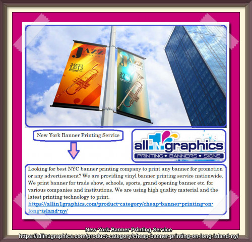 Looking for best NYC banner printing company to print any banner for promotion or any advertisement? We are providing vinyl banner printing service nationwide. We print banner for trade show, schools, sports, grand opening banner etc. for various companies and institutions. We are using high quality material and the latest printing technology to print.
https://allin1graphics.com/product-category/cheap-banner-printing-on-long-island-ny/