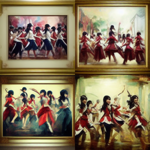snydez JKT48 dancing with whip on raden saleh painting style b66b6e7e dd5b 4a21 a096 13b22d18f9b0